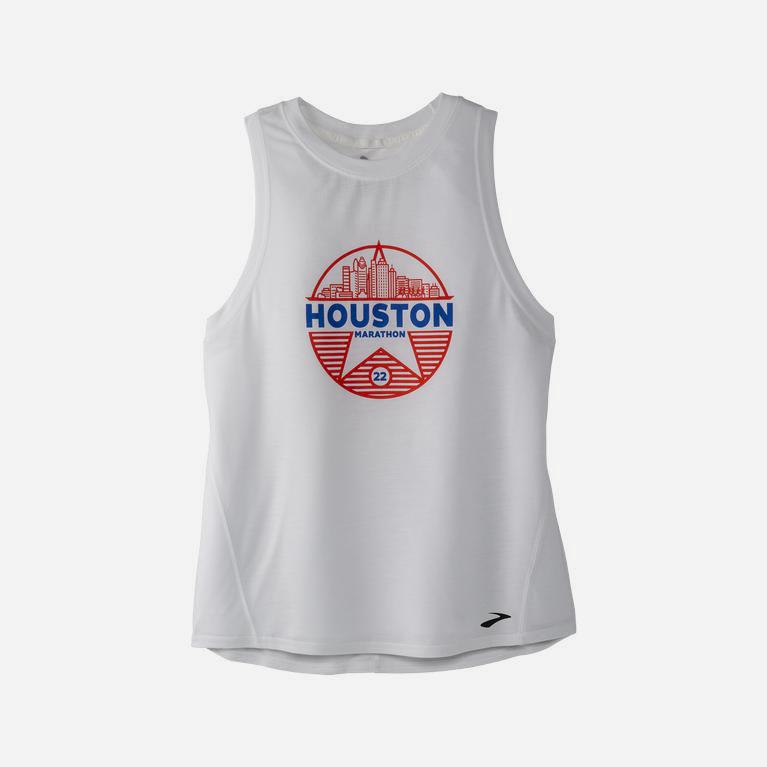 Brooks Houston22 Distance Graphic Womens Running Tank Top - White/26.2 Star - Philippines (185243QHF